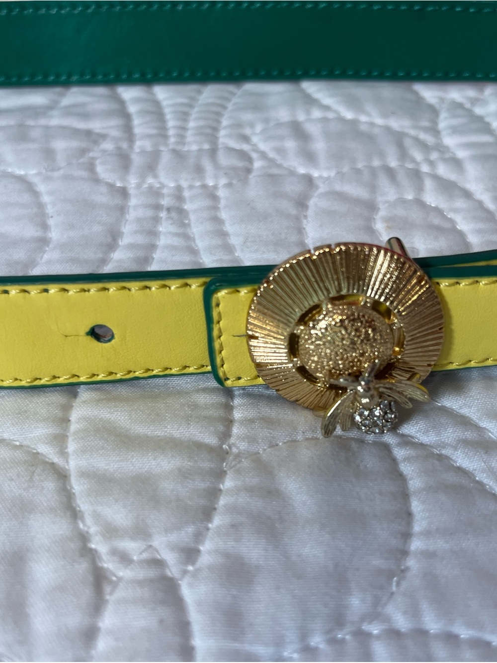 Yellow and Green Women's Bee-Detail Belt